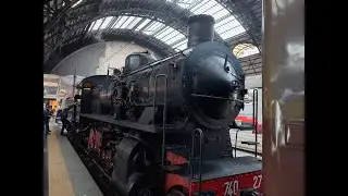 Locomotiva a vapore FS740.278 e Caimano E656.439 a Milano Centrale