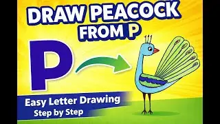 LEARN How To Draw Peacock From Letter P Easy Drawing #art
