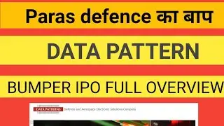 Data pattern ipo|| Paras defence ka baap |||