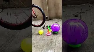bicycle with balloon 🎈 🚲#cycling #bicycle #shorts #waterballoon #poppballons #viral