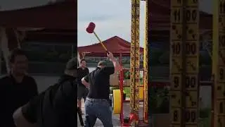 HIGH STRIKER Hammer Game | Blacksmith Husband Tests His Strength with 1 Hand