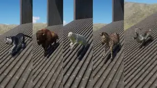 Up & Down Race in Planet Zoo | Zebra, Bison, Tiger, Reindeer, Panda, Dall Sheep, Homotherium