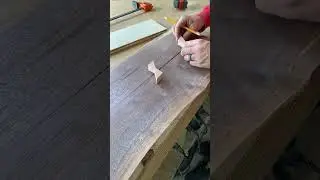 Bowtie Inlays in black walnut live edge benche