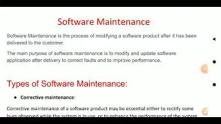Software maintenance and the types of software maintenance