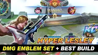 LESLEY MANIAC EMBLEM SET 2021 ( Hyper Best Build Cheergunner skin Gameplay ) Mobile Legends