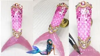 Uña de cola de sirena / Como hacer uña de sirena / Mixed nail art Uñas acrilicas