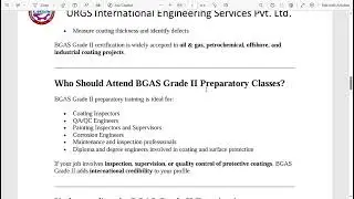 BGAS Grade II Coating Inspector Preparatory Classes | URGS International