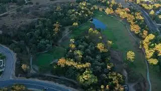 Aerial drone shot of san vicente golf course in ramona california during sunrise FREE STOCK VIDEO