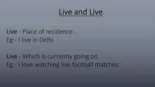 Homograph || Live vs Live || EA - Education Analysis