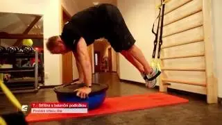 Žebřiny a multitrainer s balančn&iacute; podložkou - cviky