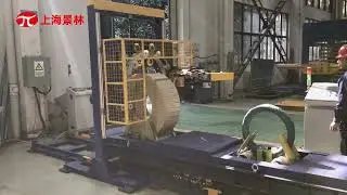 automatic vertical wrapping machine with two stations for steel coil/wire coil