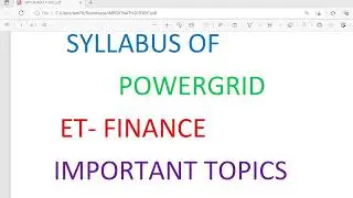 SYLLABUS OF POWERGRID | ET- FINANCE | CA CMA  | PSU SYLLABUS