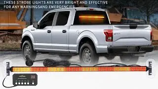 35 inch Traffic Advisor Light Bar 144 LED Amber Red Strobe Lights Emergency Warning Flashing Lights