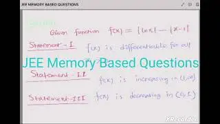 ## JEE MEMORY BASED QUESTIONS