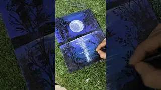 Moonlight Lake Painting 🌙 | Dil Ko Sukoon Dene Wali Art #shorts