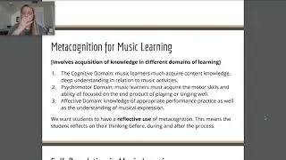 Metacognition in Music Learning