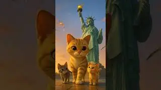 🐾 Cute Cats Visit the Statue of Liberty 🗽 | Adorable Kittens in New York 🐱✨ #Shorts