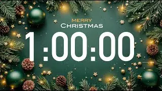 1 Hour Christmas Timer 🎵 with Christmas Music (4K) 🎄 - and Alarm Sound