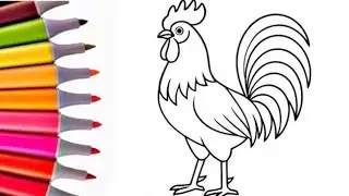 Hen drawing colouring for kids