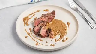 OMUGI Spiced Miso-Rubbed Rump Steak with Whisky Pan Sauce