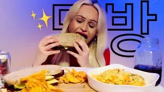 GIANT DINO'S BROOKLYN HOT DOGS & HOMEMADE MAC ‘N’ CHEESE ASMR RECIPE & MUKBANG 먹방 BIG BITES