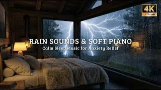 Rain Sounds for Sleep (Warm Bedroom) | Soft Piano to Unplug and Fall Asleep
