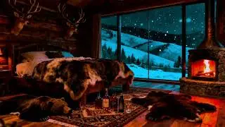 Cozy Holiday Winter Cabin Ambience 🔥 Crackling Fireplace & Soft Falling Snow 😴 | No Ads Dream Sleep