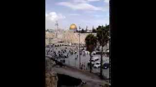 Aerial view of dome of the rock and Wailing Wall