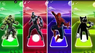 Hulk 🆚 Captain America  🆚 Spider Men 🆚 Cartoon Cat 🆚🎶Tiles Hop EDM Rush