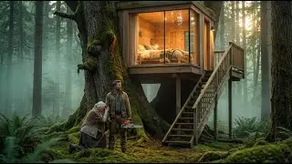 A Man Builds a Beautiful Tree House for an Elderly Woman in the Forest