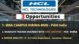 HCL Recruitment 2022 | MBA CAMPUS HIRING-BMG | B.Tech with AWS Certificate | Senior Analyst Hiring