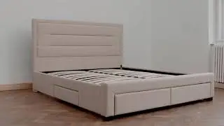 Maesta Beds - Pat tapițat cu stofă, cu 4 sertare Chester Dark Beige