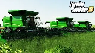 KNOCKING OUT ACRES WITH A LARGE HARVEST CREW | FS19 | TIMELAPSE
