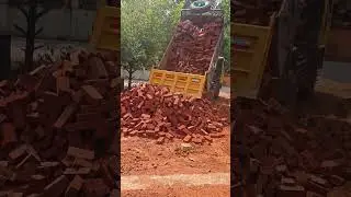 unloading red brick #construction #engineering #truck