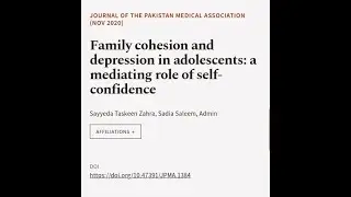 Family cohesion and depression in adolescents: a mediating role of self-confidence | RTCL.TV