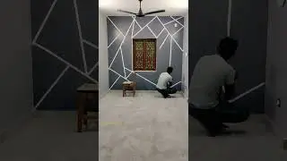 Extreme 💥wall transformation💢 using masking tape DIY Geometric wall #shorts #ytshorts #asianpaints