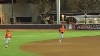 Arizona Wildcats Mathis Meurant line out vs Pepperdine Waves. Hi Corbett Field Tucson, Arizona.