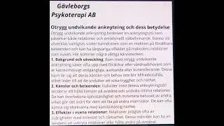 Otrygg undvikande anknytning och dess betydelse