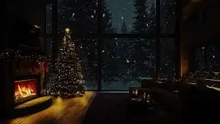Snow Falling Outside a Warm Lodge | Soft Fireplace Sounds for Deep Sleep, Inner Calm, Winter Healing