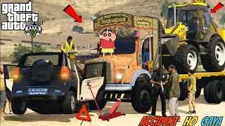 GTA 5 : FRANKLIN AND SHINCHAN DRIVING TATA TRUCK INDIAN TRUCK AND FIR HO GAYA ACCIDENT IN GTA 5