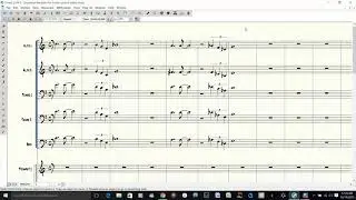 Four note block voicing for a jazz band sax section -Finale 2014.5 for Windows 10
