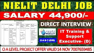 NIELIT DELHI JOB IT Training & Support Executive- (D) SALARY 44,900  DIRECT INTERVIEW O A B C LEVEL