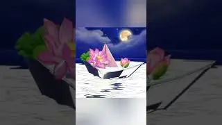 #flowers #pink flowers #boat #moon