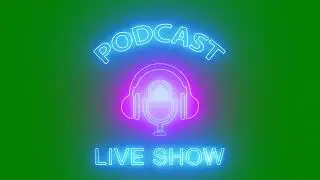 podcast logo with neon light effect green screen background