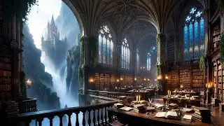 Cozy Medieval Cathedral Library ❄️🕯️ | Study, Work & Focus Ambient Music | Gothic Winter Night
