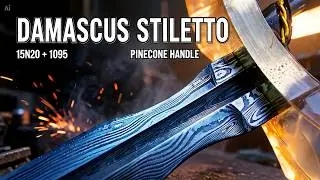 Making Damascus Stiletto Dagger 