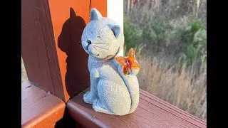 Nacome Solar Powered LED Light up Cat Statue Demo