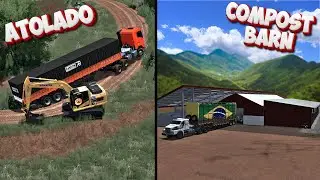 Farming simulator 22 | Finalizei a colheita | Construí um Compost Barn | Os sócios #30