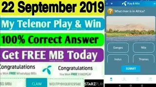 Today My telenor play and win 22 September