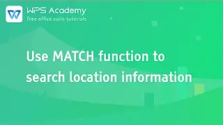 [WPS Academy] 1.9.3 Excel:Use MATCH function to search location information